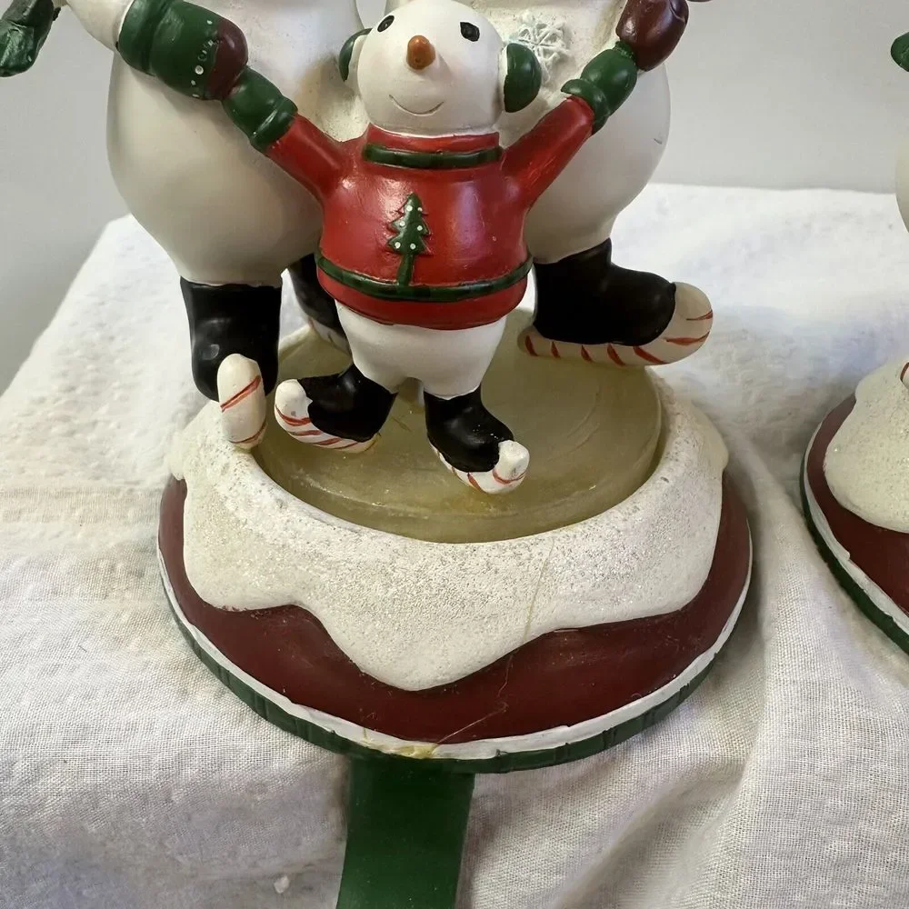 Lot Of 2 Snow Days By Jessica Flick Snowman Stocking Holder Hangers Matching Set